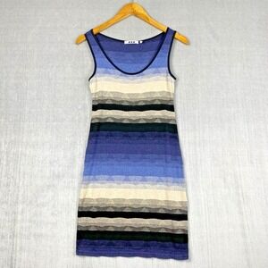 Three Dots Tank Dress Womens Small Blue Gradient Made in USA Textured‎ Jersey